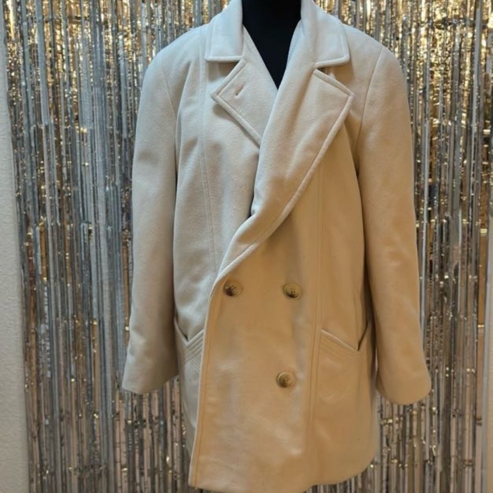 Vintage Kashmiracle By Wellington Coat Womens Medium Off White Double Breasted